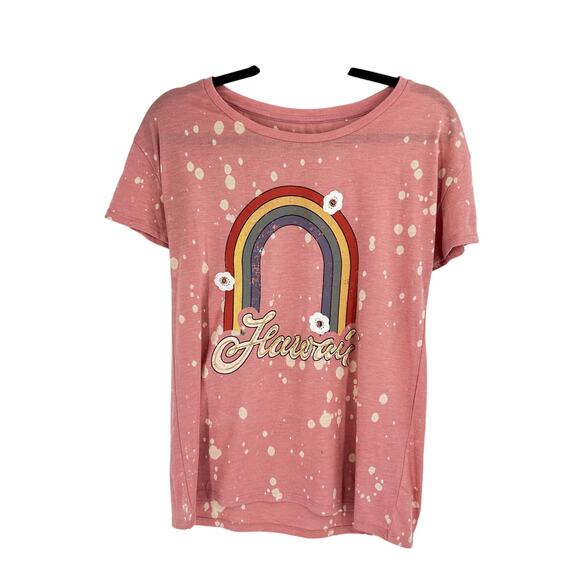 True Vintage Los Angeles Pink Tye Die Hawaii Embroidered Short Sleeve Medium - Picture 1 of 7